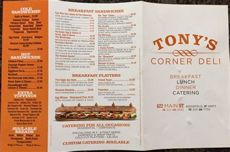 Tonys deli ridgefield From the classic American restaurant to the cozy diner, the city offers a variety of eateries to suit all tastes